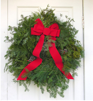 24 in Balsam Wreath with Bow and Cones